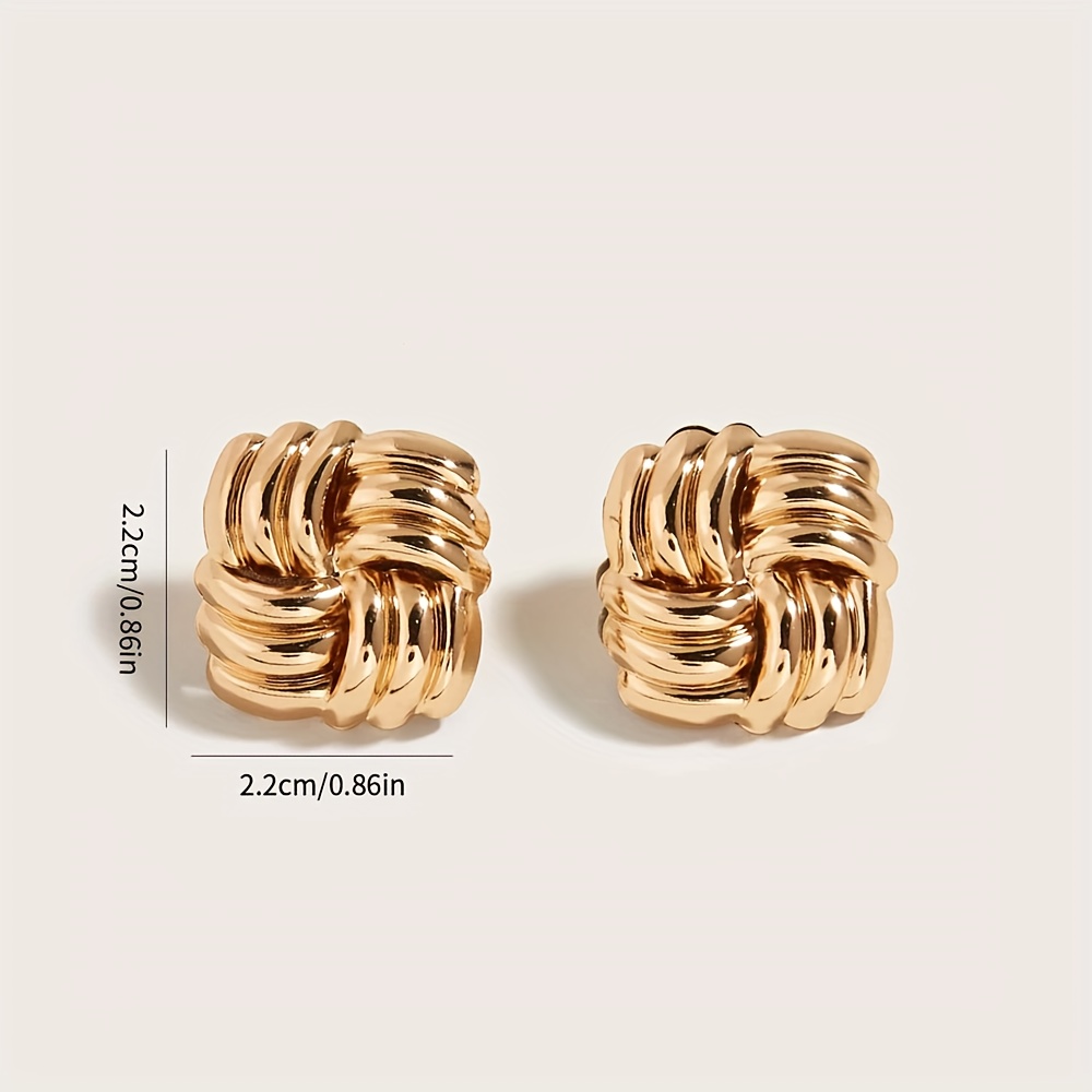 Metal Geometric Square Earrings Texture Ear Studs Style Iron Material